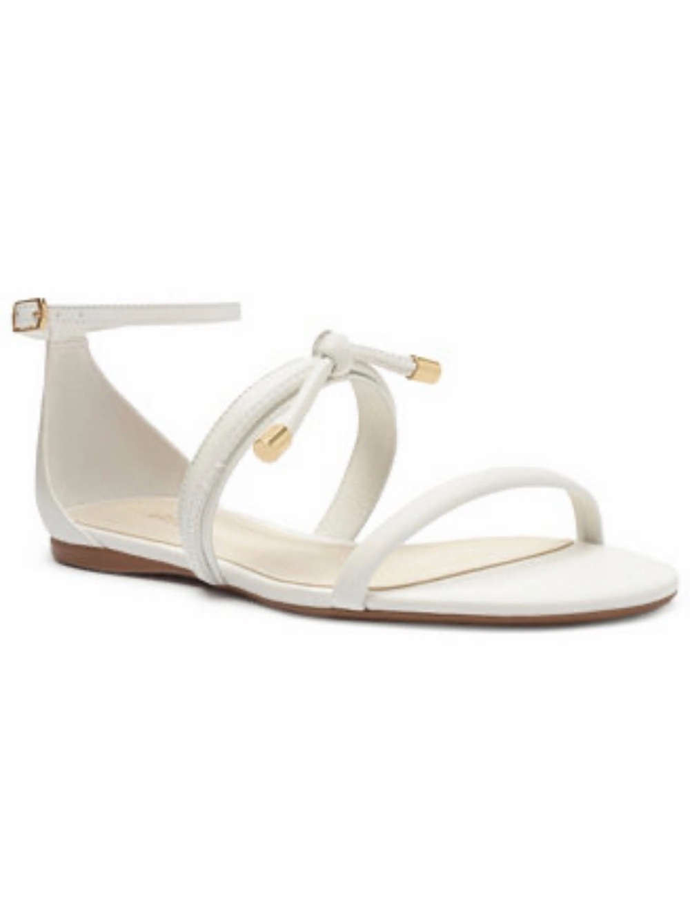 Women's White Knot-Front Ankle-Strap Sandals